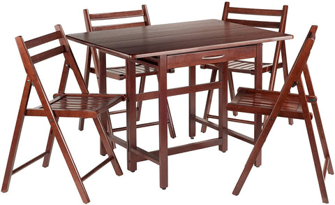 Oakestry Taylor 5-Pc Set Drop Leaf Table W/ 4 Folding Chairs