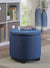 Oakestry Designs4Comfort Round Accent Storage Ottoman, Blue Faux Linen