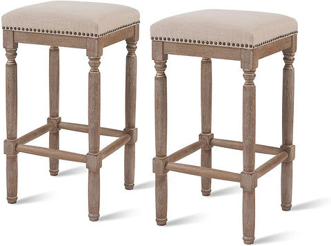 Oakestry Ernie Fabric Counter Stool - Cream/French Cream (Pack of 2)