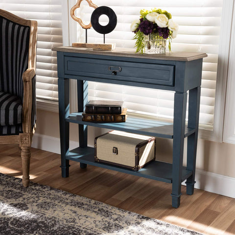 Baxton Studio Dauphine French Provincial Blue Spruce Fiinished Wood Accent Console Table