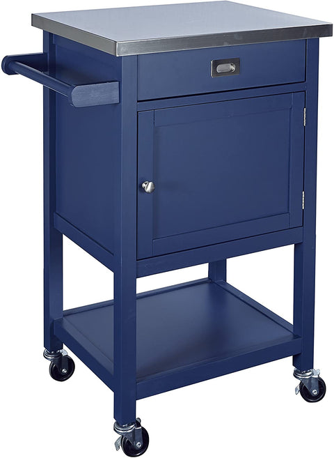 Oakestry Sydney Wood Kitchen Apartment Cart in Blue