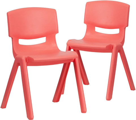 Oakestry 2 Pack Red Plastic Stackable School Chair with 13.25&#34; Seat Height