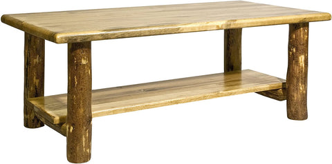 Oakestry Collection Glacier Country Log Coffee Table, Stained and Lacquered Finish