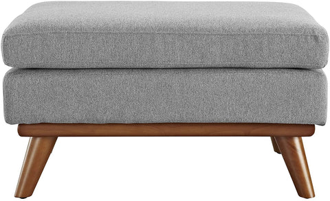 Oakestry Engage Mid-Century Modern Upholstered Fabric Ottoman in Expectation Gray