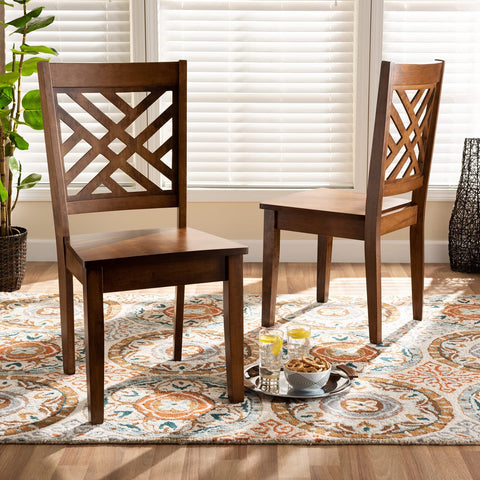 Oakestry Caron Modern and Contemporary Transitional Walnut Brown Finished Wood 2-Piece Dining Chair Set