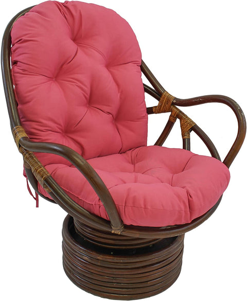 Oakestry Solid Twill Swivel Rocker Chair Cushion, 48&#34; x 24&#34;, Red