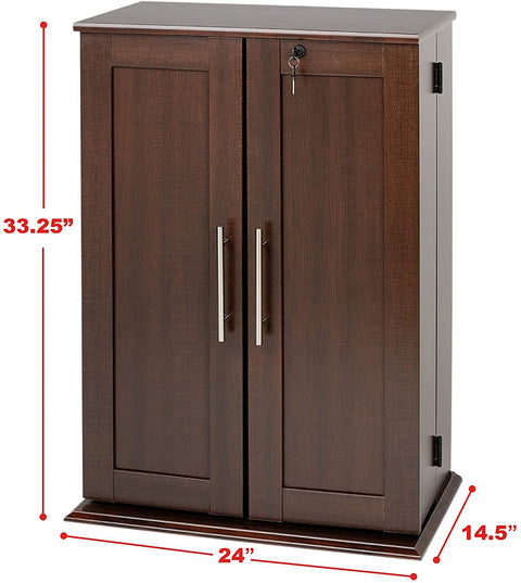 Oakestry Espresso Locking Media Storage Cabinet with Shaker Doors