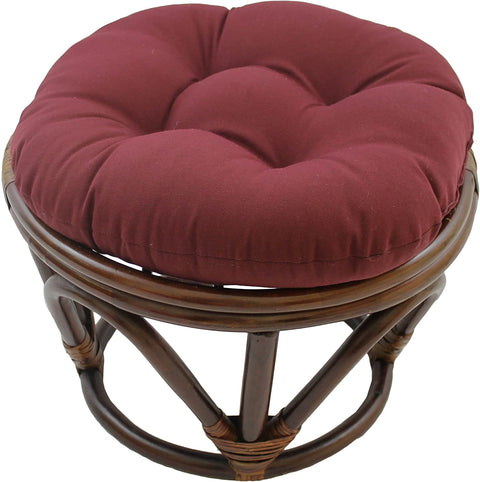 Oakestry Solid Twill Round Footstool Cushion, 18&#34;, Burgundy
