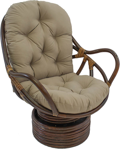 Oakestry Solid Twill Swivel Rocker Chair Cushion, 48&#34; x 24&#34;, Toffee