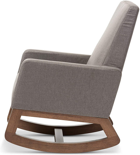 Oakestry Yashiya Mid Century Retro Modern Fabric Upholstered Rocking Chair, Grey