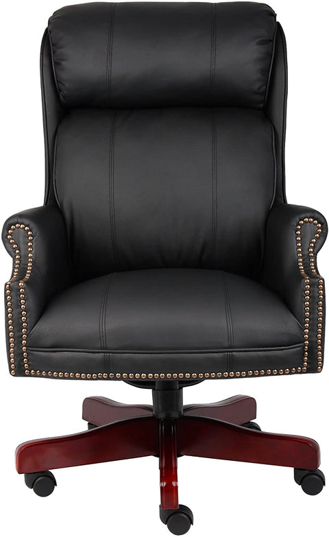 Oakestry Traditional High Back CaressoftPlus Chair with Mahogany Base in Black