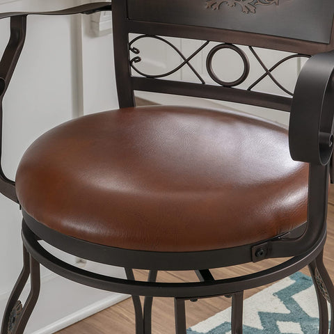 Oakestry Big and Tall Copper Stamped Back Arms Counter Stool, Brown
