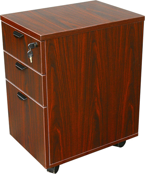 Boss Office Products Mobile Pedestal in Mahogany