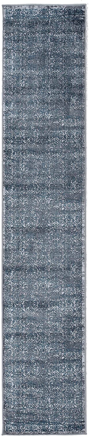 Oakestry Vintage Collection Illusion Blue Synthetic Rugs, 2&#39; x 10&#39;