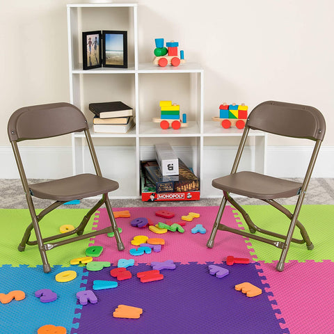 Oakestry 2 Pk. Kids Brown Plastic Folding Chair