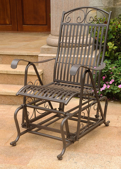 Oakestry Iron Outdoor Single Patio Glider Chair