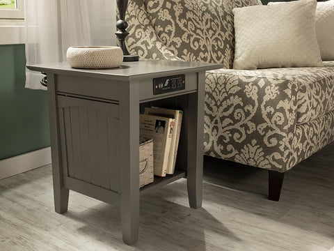Oakestry Nantucket End Table with Charging Station, Grey