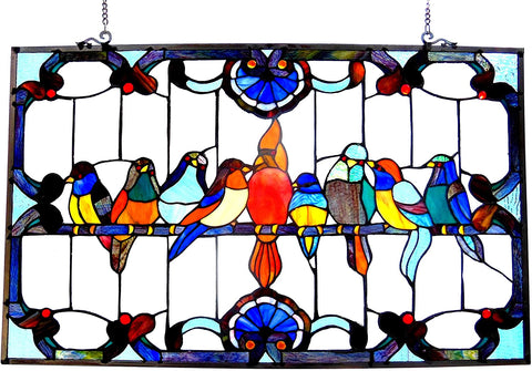 Oakestry Tiffany Style featuring Gathering Birds Window Panel