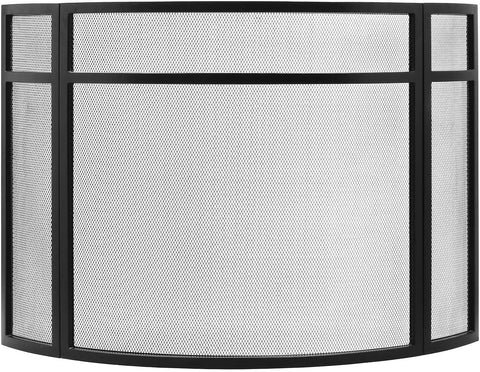 Oakestry X800493 Panelled Curved Three-Fold Fireplace Screen, Black