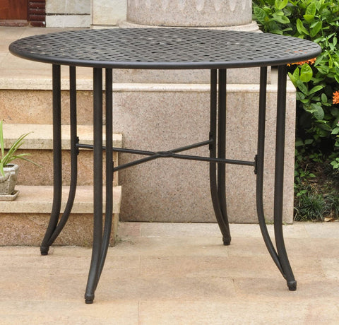Oakestry 657100-OG-165262-O-852746 Iron Outdoor Patio Dining Table, 40&#34;, Antique Black