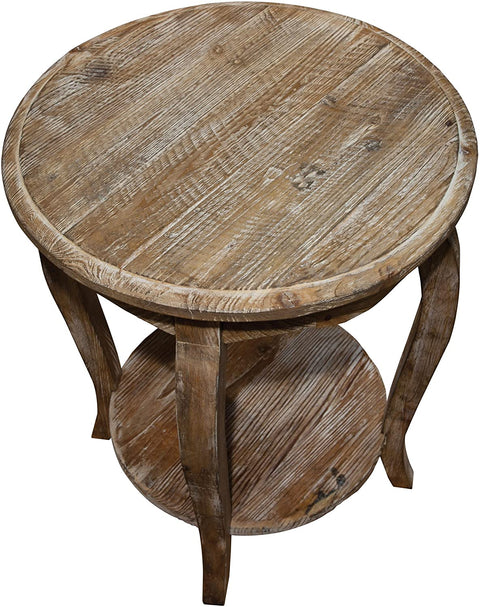 Oakestry Austerity Reclaimed Wood Round End Table, Driftwood