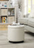 Oakestry Designs4Comfort Round Accent Storage Ottoman, White