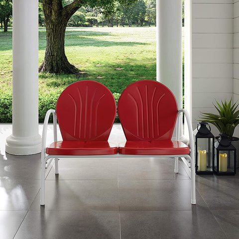 Oakestry Griffith Metal Outdoor Loveseat, Red