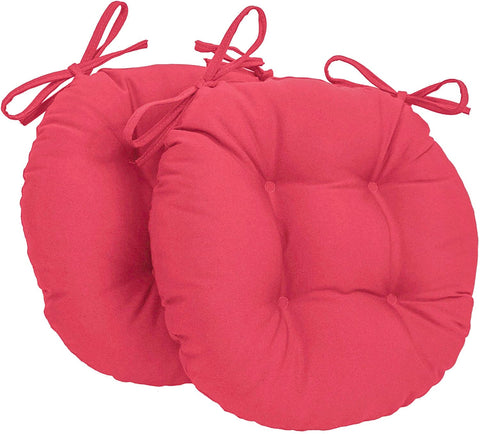 Oakestry Solid Twill Round Tufted Chair Cushions (Set of 2), 16&#34;, Berry Berry