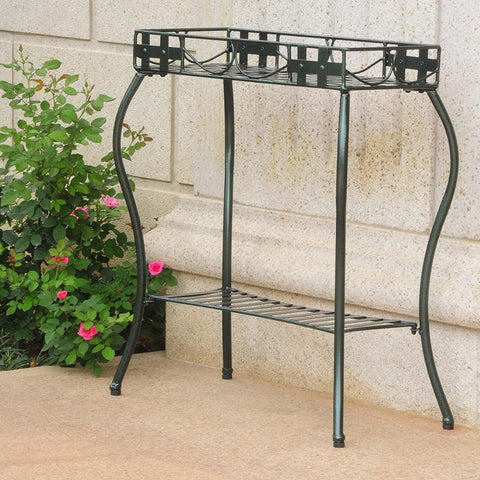Oakestry Iron Rectangular Plant Stand (Matte Brown) (30&#34;H x 24&#34;W x 11&#34;D)