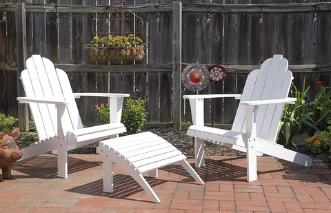 Oakestry Adirondack, White Ottoman,