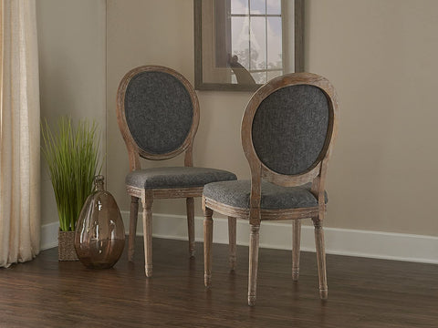 Oakestry Avalon Wood Oval Back Set of Two Dining Chairs in Gray