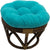 Oakestry Solid Microsuede Tufted Round Footstool Cushion, 18&#34;, Aqua Blue