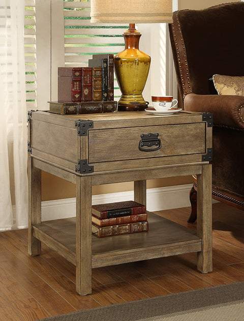 Oakestry Treasure Trove Accents Carmel Burnished Natural Finish Trunk End Table