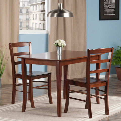 Oakestry Inglewood 3-PC Set Table w/ 2 Ladderback Chairs Dining, Walnut