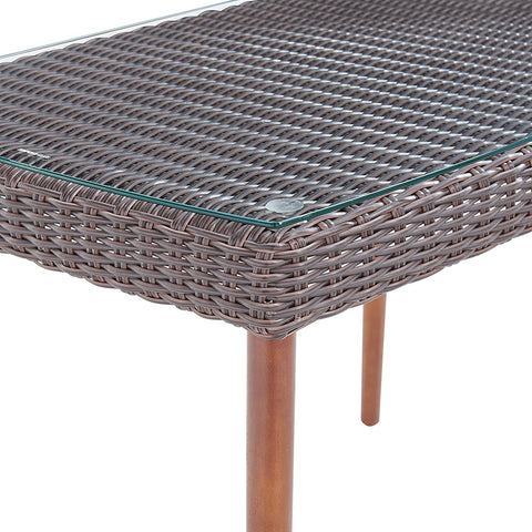 Oakestry Athens All-Weather Wicker Outdoor 26&#34; H Cocktail Table with Glass Top
