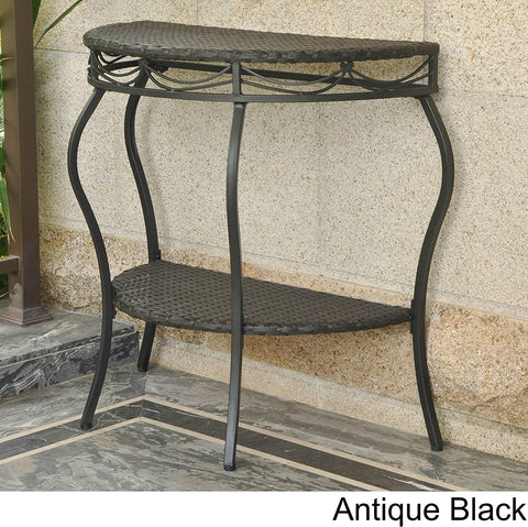 Oakestry Valencia Resin Wicker Outdoor Half-Moon Table Antique Black