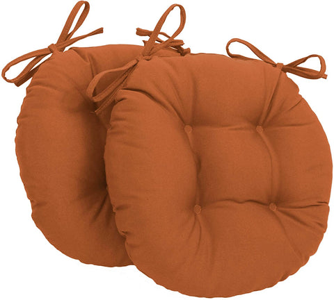 Oakestry Solid Twill Round Tufted Chair Cushions (Set of 2), 16&#34;, Spice