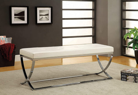 Oakestry Man-Made Leather Bench with Metal Base Black and Chrome