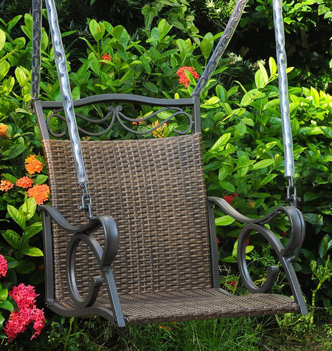 Oakestry Hanging Patio Swing in Antique Brown Finish