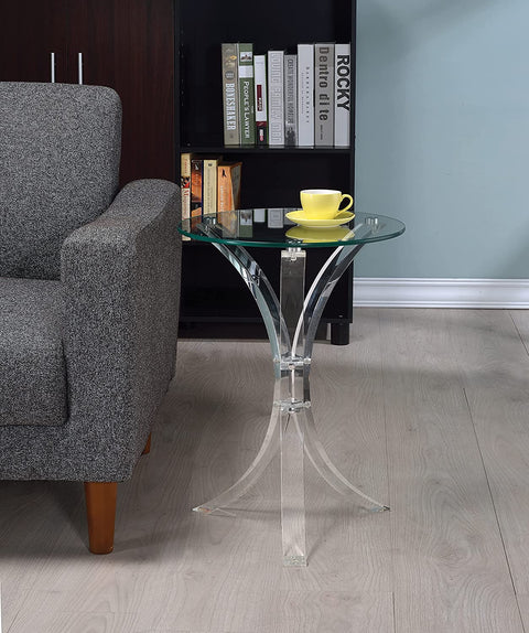 Oakestry 900490-CO Round Glass Top End Table