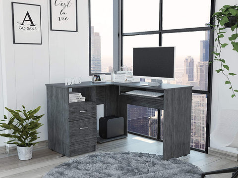 Oakestry Charcoal Engineered Wood Modern Mix L-Shaped Desk