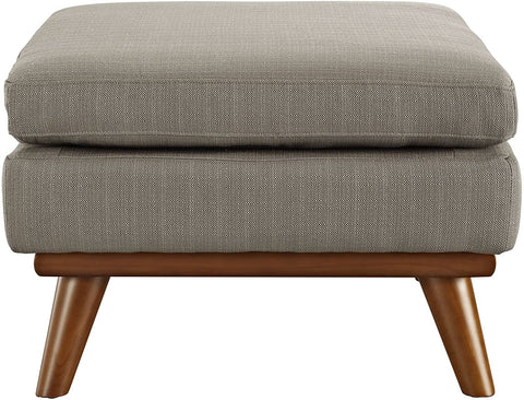 Oakestry Engage Mid-Century Modern Upholstered Fabric Ottoman in Granite