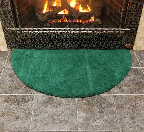 Oakestry Nottingham Green Solid Wool Hearth Rug, Half Round
