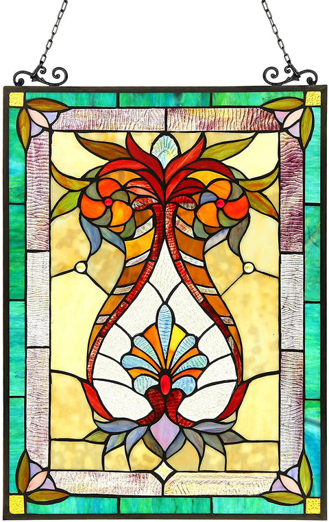 Oakestry 17.5x25 Theodore Tiffany-Glass Victorian Window Panel, One Size