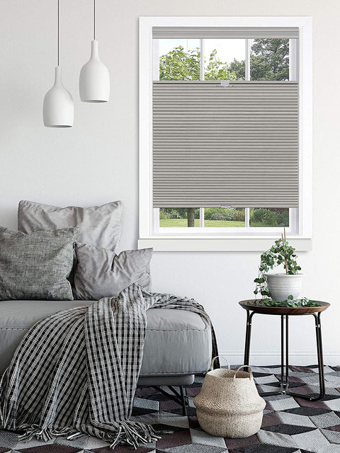 Oakestry, Dove Grey Top Down-Bottom Up Cordless Honeycomb Cellular Shade, 29&#34;x64&#34;, 29&#34; x 64&#34;