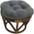 Oakestry Solid Microsuede Tufted Round Footstool Cushion, 18&#34;, Steel Grey