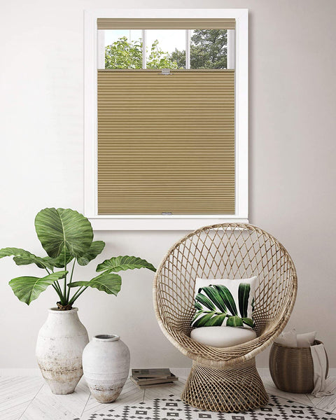 Oakestry, Wheat Top Down-Bottom Up Cordless Honeycomb Cellular Shade, 23&#34;x64&#34;, 23&#34; x 64&#34;