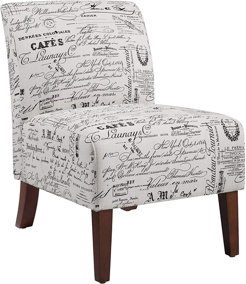 Oakestry Linen Script Lily, Dark Walnut Chair, 21.5&#34; W x 29.5&#34; D X 31.5&#34; H