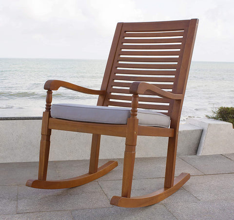 Oakestry ROK0260210010 Nantucket, Natural Colour Stain with Grey Rocking Chair with Cushion