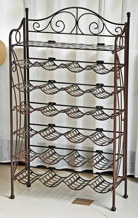 Oakestry Iron 24-Bottle Indoor/Outdoor Folding Wine Rack in Bronze